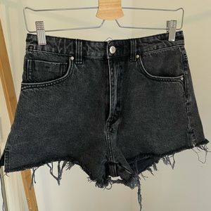 Zara black denim high waisted cut off shorts